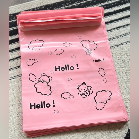 Pink Bear”Hello!” 100PCS *Poly Mailers 12.75x16+1.8 Inch. - Picture 1 of 5